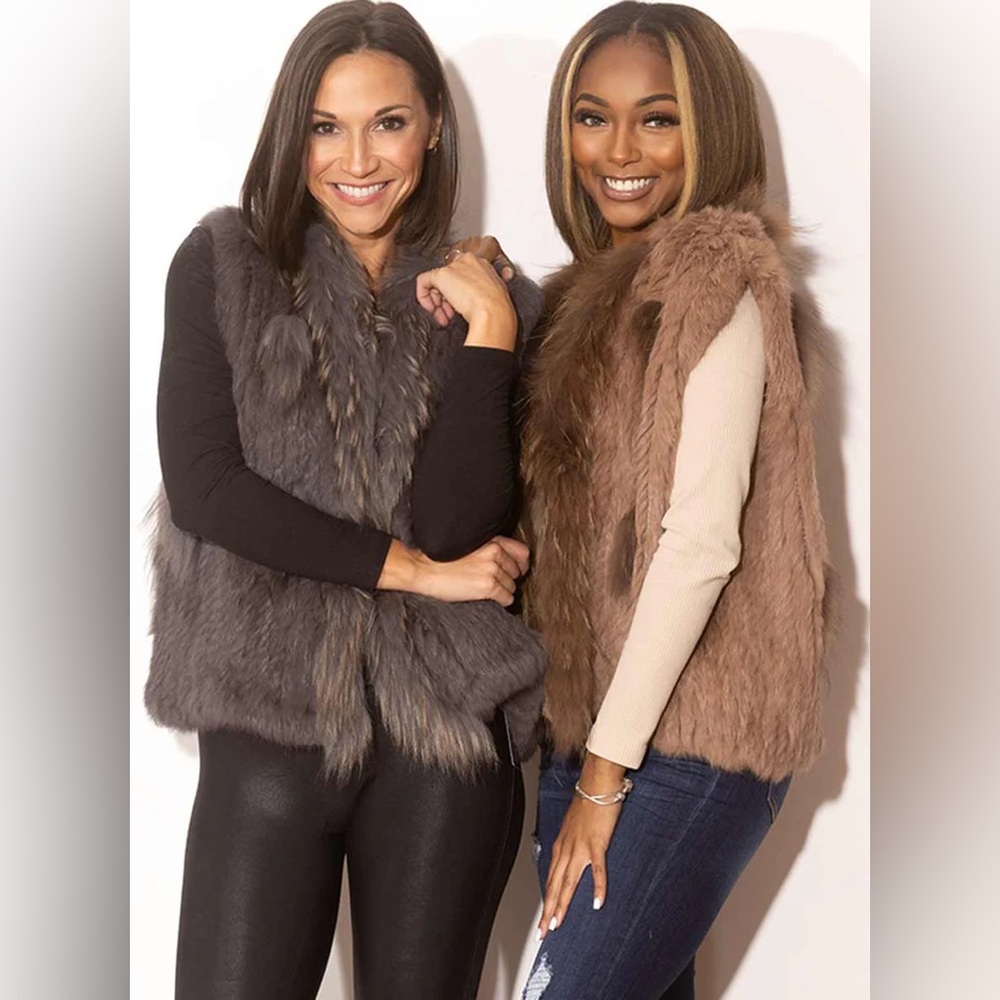 HENIG FURS FINE FUR VEST Taupe Rabbit and Raccoon Fur S/M NWT!